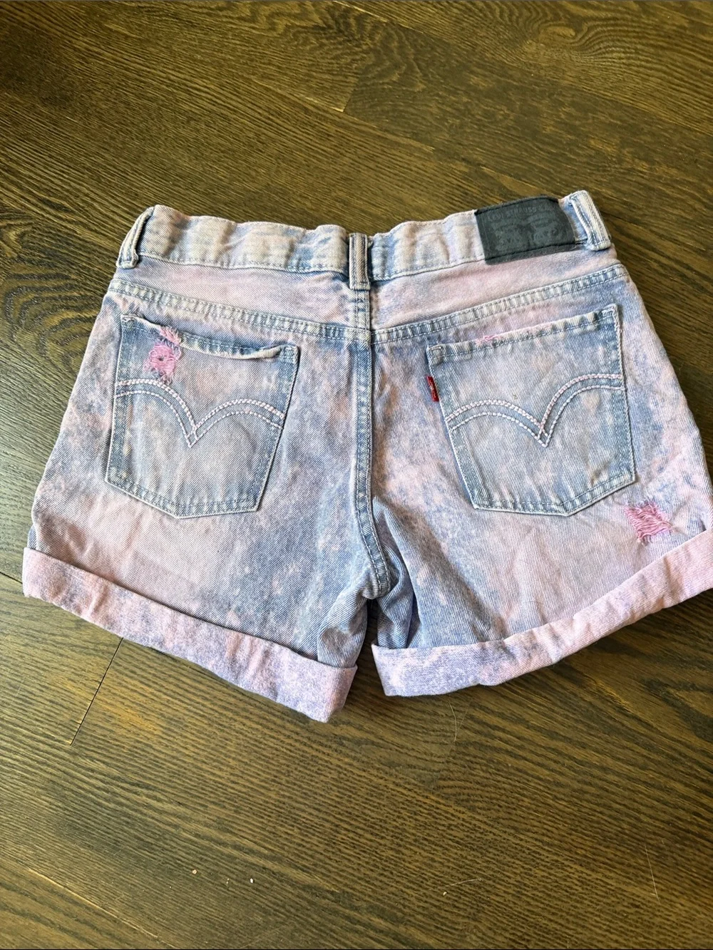 Girls Levi's Black Label Tie Dye Distressed Denim Shorts